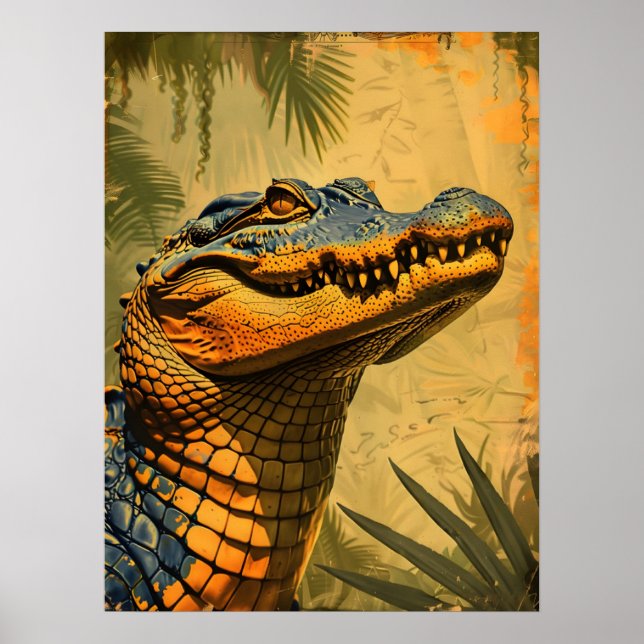 Póster Vintage Close-Up of the Alligator (Frente)