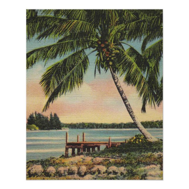 Póster Vintage Coconut Palmas Breeze Tropical Sunset (Anverso)