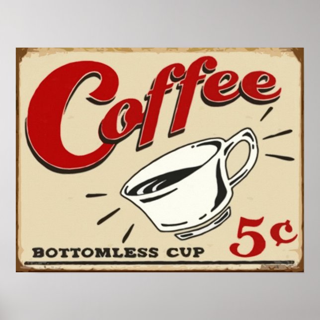Póster Vintage Coffee Poster (Frente)