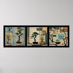 Póster vintage collage bonsai 3/3 all in one