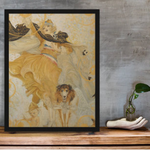 Póster Vintage Collie Perro y Diva de Moda