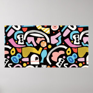 Póster vintage colorful abstract shape illustration motif