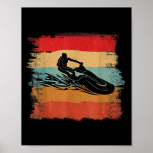 Póster Vintage Colorful Stripes Jet Skip Lover Jet Ski