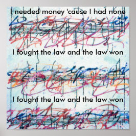 Póster Vintage Colorful Watercolor Luché contra la canció