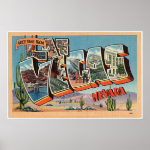 Póster Vintage Colorosos Saludos Desde Las Vegas Nevada P