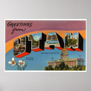 Póster Vintage Colorous Greetings From Utah