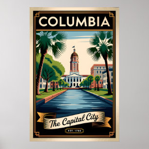 Póster Vintage Columbia Carolina del Sur La Ciudad Capita