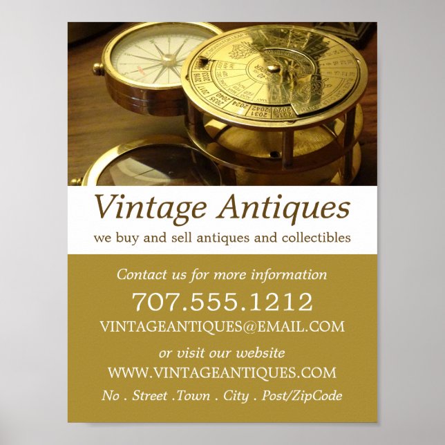 Póster Vintage Compass, Antiguo Dealer, Conservar (Frente)