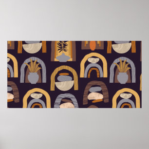 Póster vintage contemporary seamless pattern with aesthet