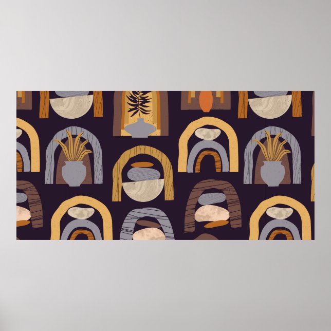 Póster vintage contemporary seamless pattern with aesthet (Frente)