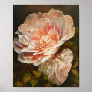 Póster Vintage coral rose