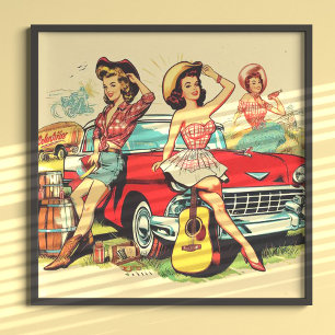 Póster Vintage Country Chicas