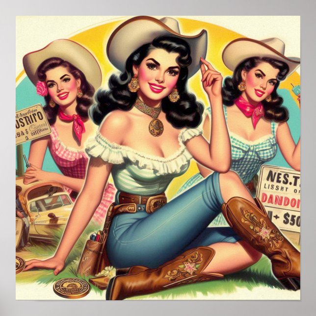 Póster Vintage Country Chicas (Frente)