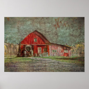 Póster Vintage Country Rustic Old Red Texn