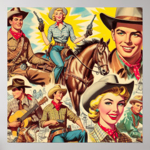 Póster Vintage Country Seamless Ilustracion