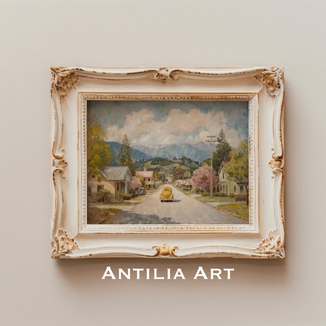 Póster Vintage Country Town Painting Rústico Coche Amaril (Subido por el creador)