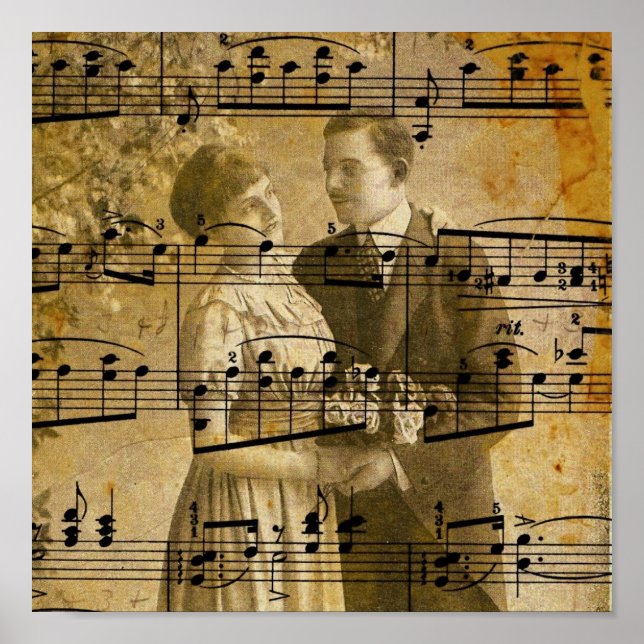Póster Vintage Couple Musal Notes (Frente)