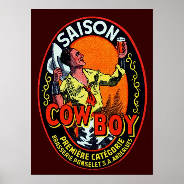 Póster Vintage Cowboy Ale (Frente)