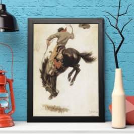 Póster Vintage Cowboy, Bronco Buster Study by NC Wyeth