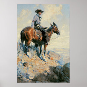 Póster Vintage Cowboy, Centinela de las Llanuras de Dunto