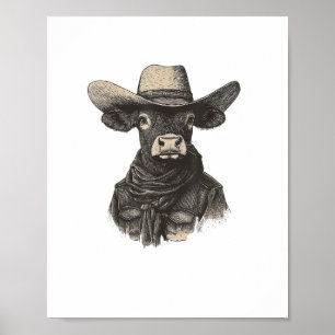 Póster Vintage Cowboy Cow Shirt - Western Cow