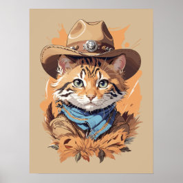 Póster Vintage Cowboy Kitten Design