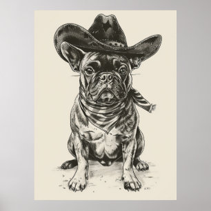 Póster Vintage Cowboy Poster de Bulldog francés