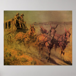 Póster Vintage Cowboys, el entrenador de teatro de John B