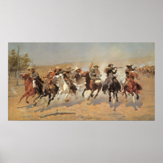 Póster Vintage Cowboys (Vaqueros vintage), un salto para 
