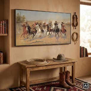Póster Vintage Cowboys (Vaqueros vintage), un salto para