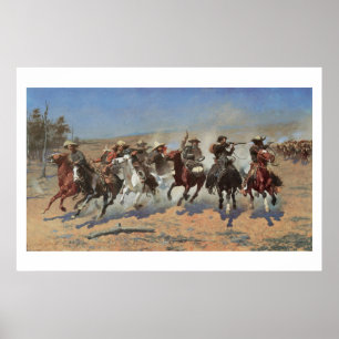 Póster Vintage Cowboys (Vaqueros vintage), un salto para
