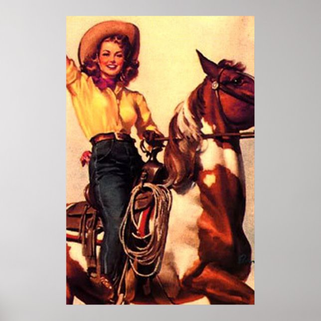 Póster Vintage Cowgirl (Frente)