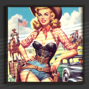 Póster Vintage Cowgirl Pin Up