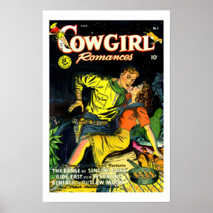 Póster Vintage Cowgirl Romances Gunslinger Poster