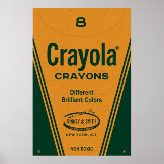 Póster Vintage Crayon Box Wall Art – Retro Color Typograp