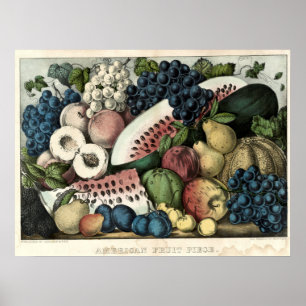 Póster Vintage Currier & Ives American Fruth Piece