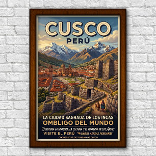 Póster Vintage Cusco, Perú Viajes 1960s