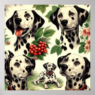 Póster Vintage Cute Dalmatian Ilustracion