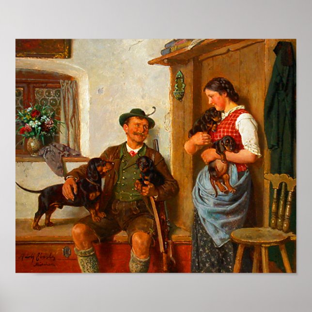 Póster Vintage Dachshunds (Frente)