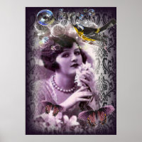 Vintage damask art deco gatsby Flapper Chica