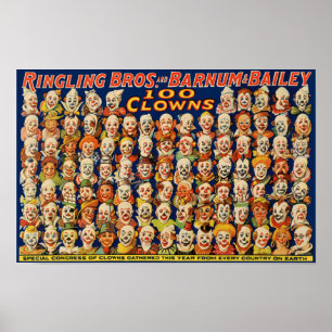 Póster Vintage de 100 Payasos