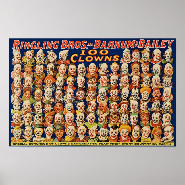 Póster Vintage de 100 Payasos (Frente)