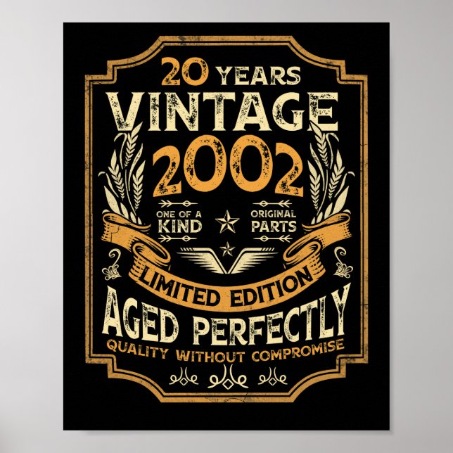 Póster Vintage de 20 años 2002 20º cumpleaños (Frente)