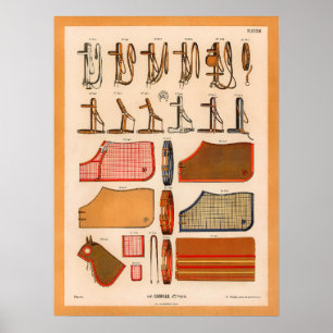 Póster vintage de accesorios para caballos