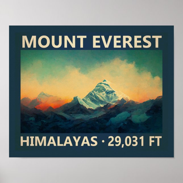 Póster Vintage de acuarela del Monte Everest Himalayas
