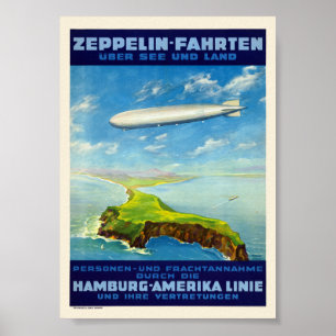 Póster vintage de Alemania Zeppelin-Fahrten 1935