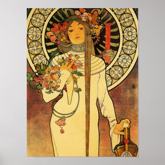 Póster vintage de Alfonse Mucha Trappistine Nouvea (Frente)