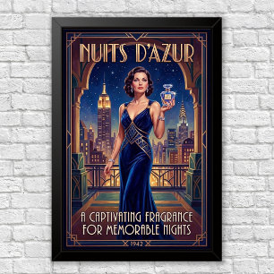 Póster vintage de anuncio de perfume Art Déco
