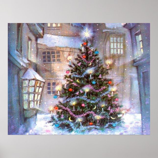 Póster Vintage de árbol de Navidad (Frente)