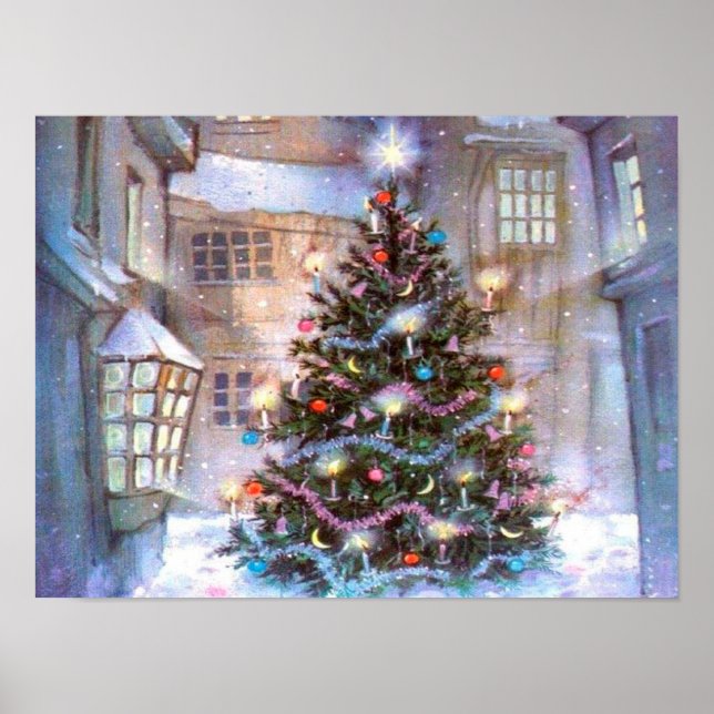 Póster Vintage de árbol de Navidad (Frente)